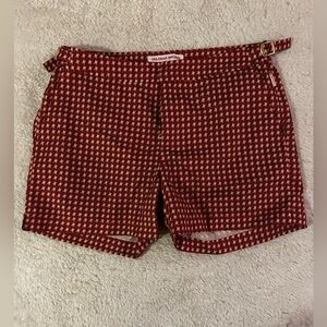 Orlebar Brown Red and Tan Geometric Men’s Swim Shorts
